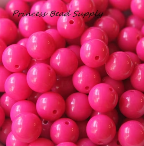 12mm Hot Pink Solid Acrylic Beads