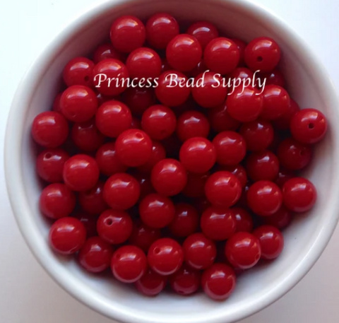 12mm Cranberry Red Solid Acrylic Beads