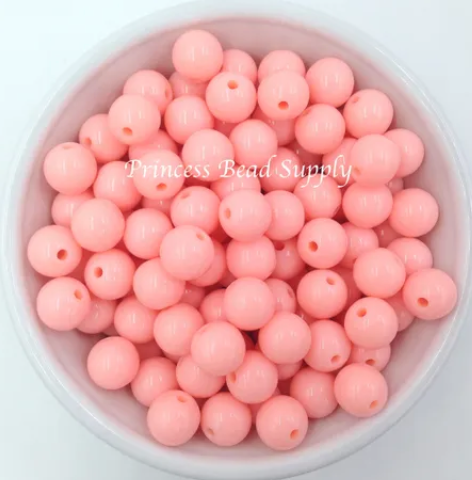 12mm Peach Solid Acrylic Beads