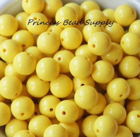 12mm Yellow Solid Acrylic Beads