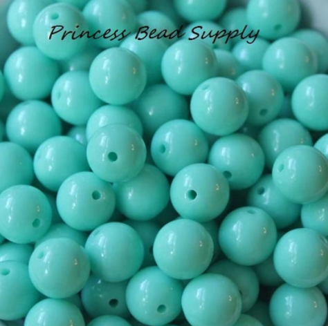 12mm Mint Solid Acrylic Beads