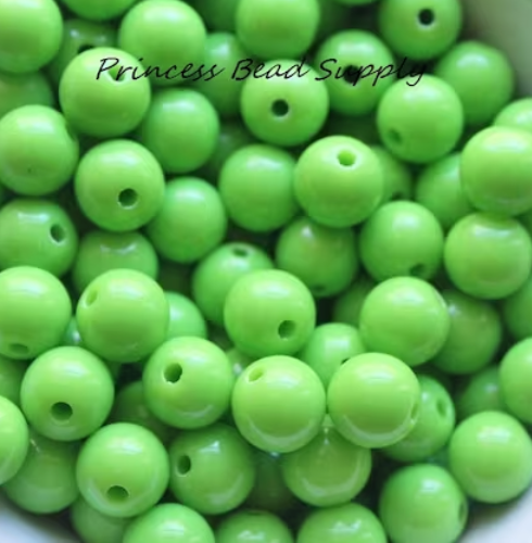 12mm Lime Green Solid Acrylic Beads