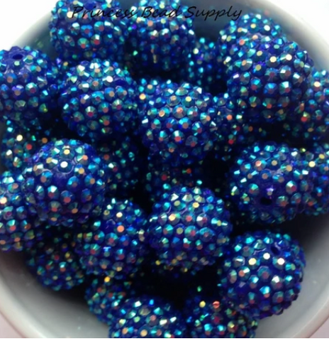20mm Royal Blue AB Rhinestone Chunky Beads