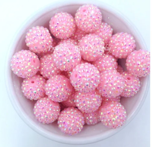 20mm Pink AB Rhinestone Chunky Beads