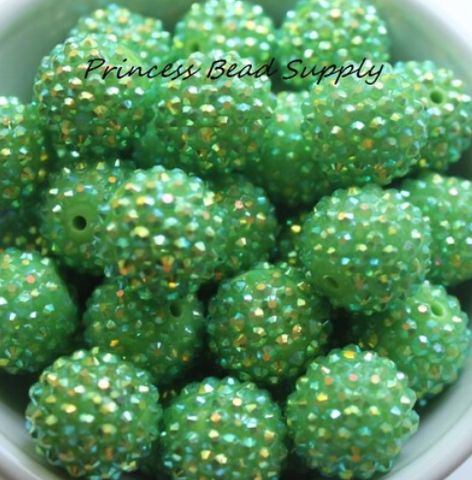 20mm Lime Green AB Rhinestone Chunky Beads