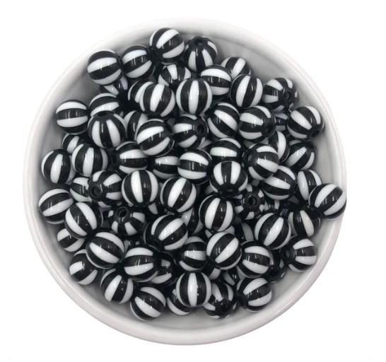 12mm Black & White Beach Ball Acrylic Beads