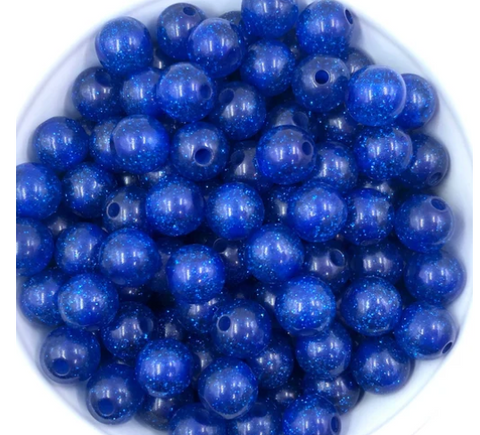 12mm Royal Blue Glitter Acrylic Beads