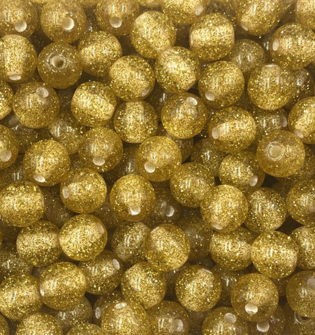 12mm Gold Glitter Acrylic Beads