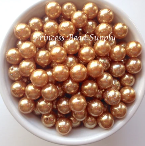 12mm Gold Glitter Pearls