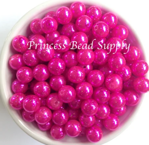 12mm Hot Pink Glitter Pearls