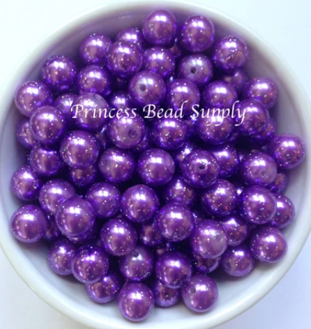 12mm Purple Glitter Pearls
