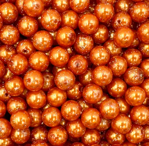 12mm Orange Glitter Pearls