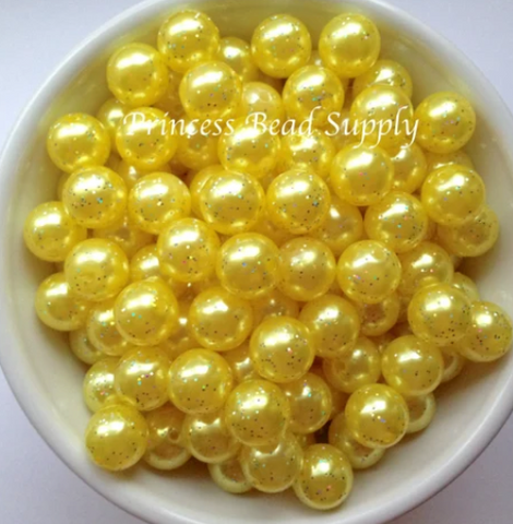 12mm Yellow Glitter Pearls