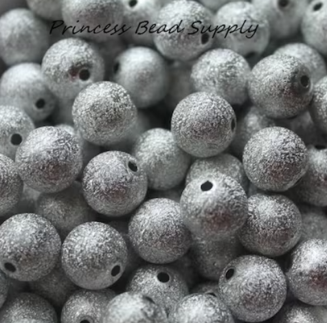 12mm Silver Stardust Acrylic Beads