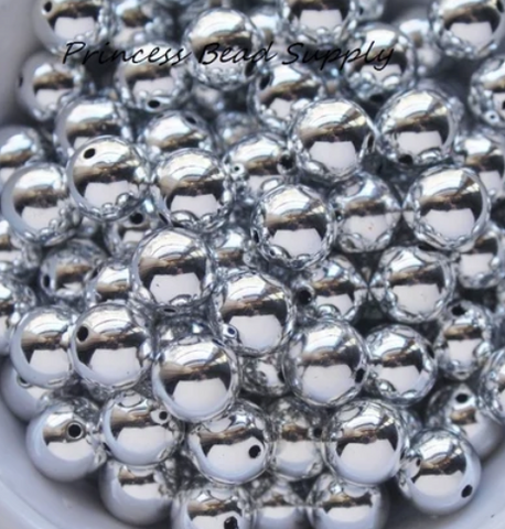 12mm Silver Metallic UV Acrylic Beads