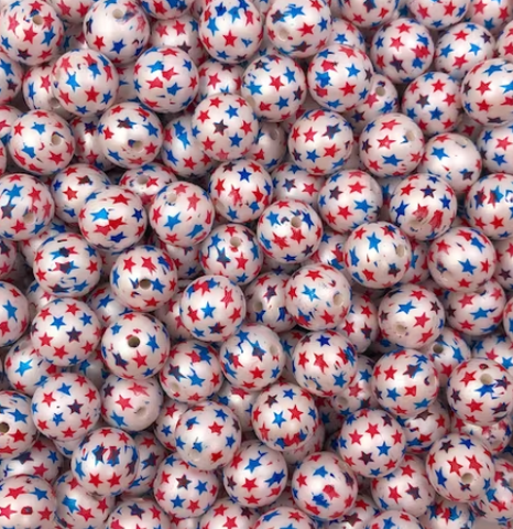 12mm Red and Blue Star Acrylic Beads