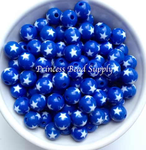 12mm Blue Star Acrylic Beads