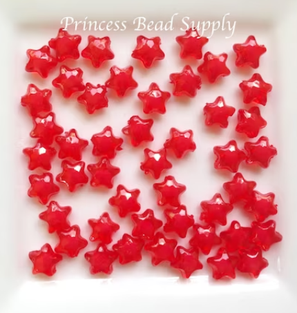 12mm Red Transparent Star Acrylic Beads