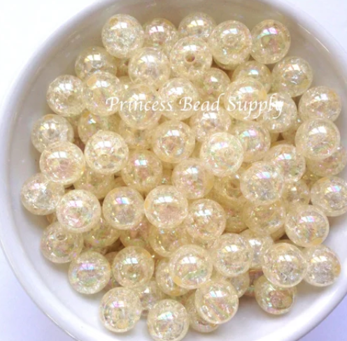12mm Ivory Crackle Acrylic Beads