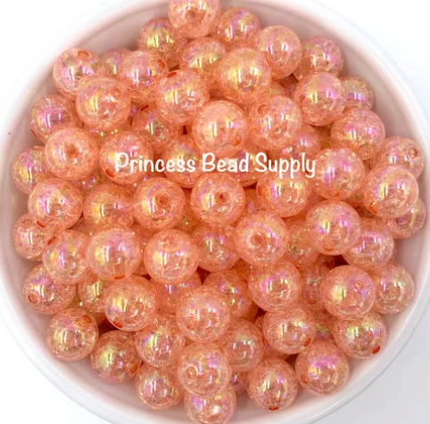 12mm Coral Crackle Acrylic Beads