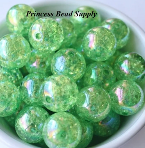 20mm Green Crackle Acrylic Beads