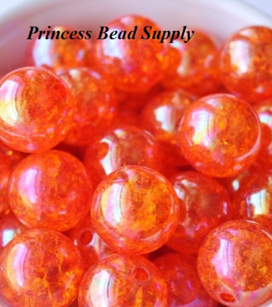 20mm Orange Crackle Acrylic Beads USA Silicone Bead Supply Princess