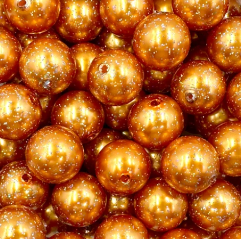 20mm Orange Glitter Pearl Chunky Beads