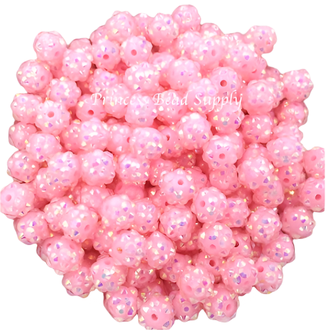 12mm Pink Rhinestone Acrylic Beads