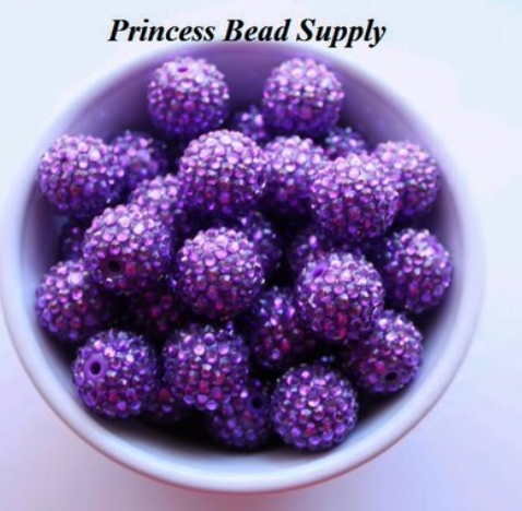 20mm Dark Purple AB Rhinestone Chunky Beads
