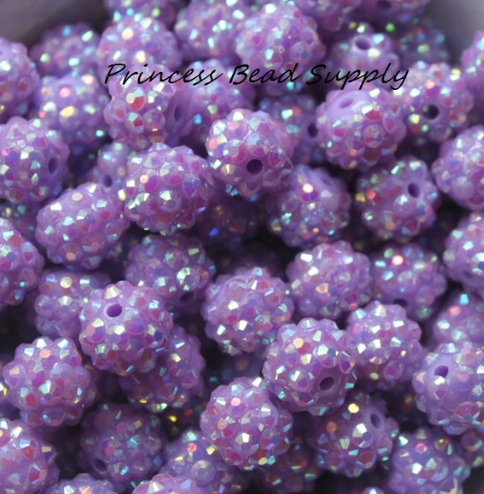 12mm Light Purple Rhinestone Beads