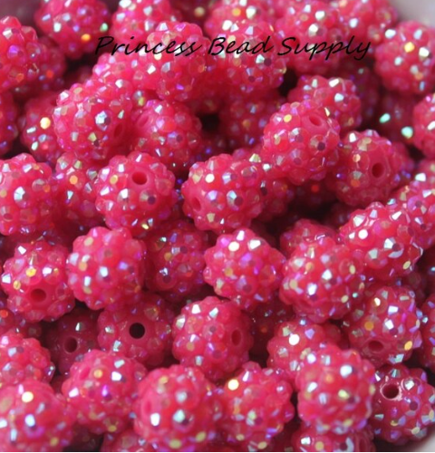 12mm Hot Pink Rhinestone Beads