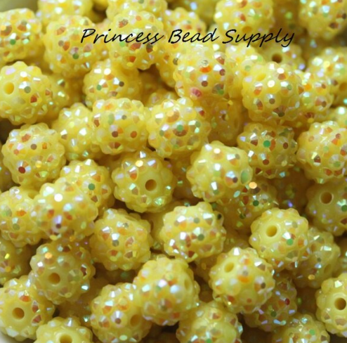 12mm Yellow Rhinestone Beads