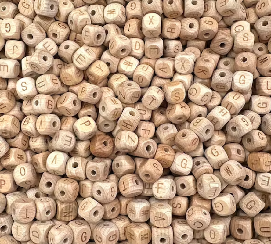 20 12mm Large Wooden Letter Beads---Assorted