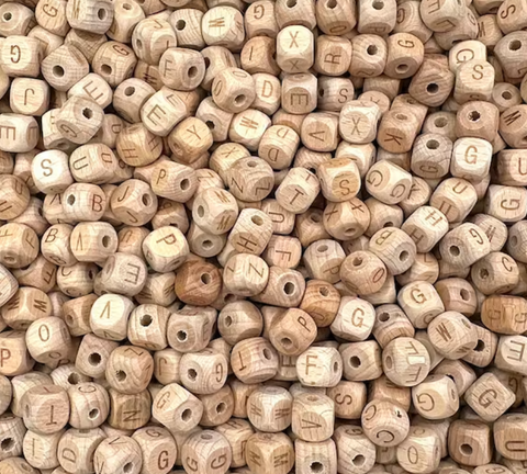 20 12mm Large Wooden Letter Beads---Assorted