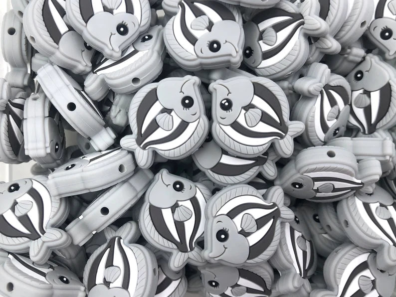 Gray Fish Silicone Beads