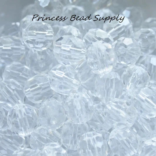 12mm Clear Transparent Faceted Acrylic Beads