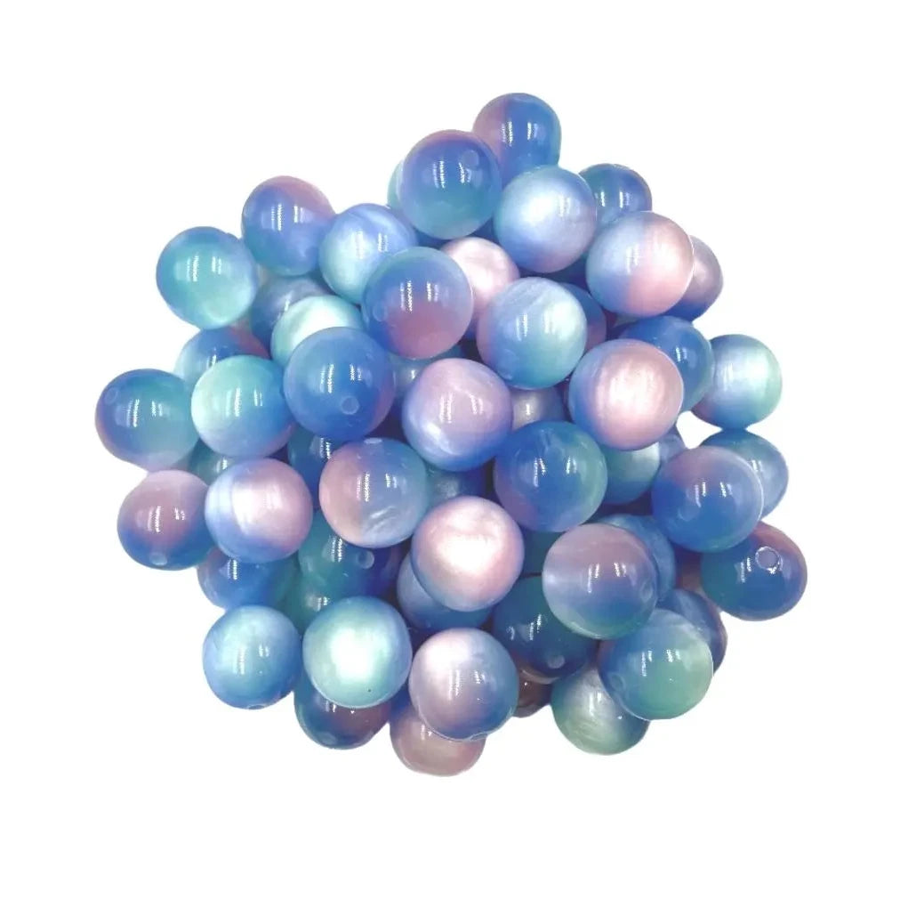 16mm Multi-Colored Luster Glitter Acrylic Beads--Pink & Blue