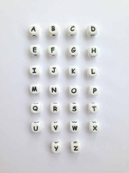 Food Grade Silicone Beads /Pink Alphabet Cube 26 Letters /Square