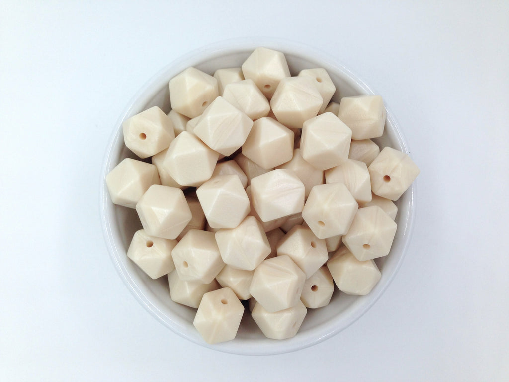 14mm Ivory Pearl Mini Hexagon Silicone Beads