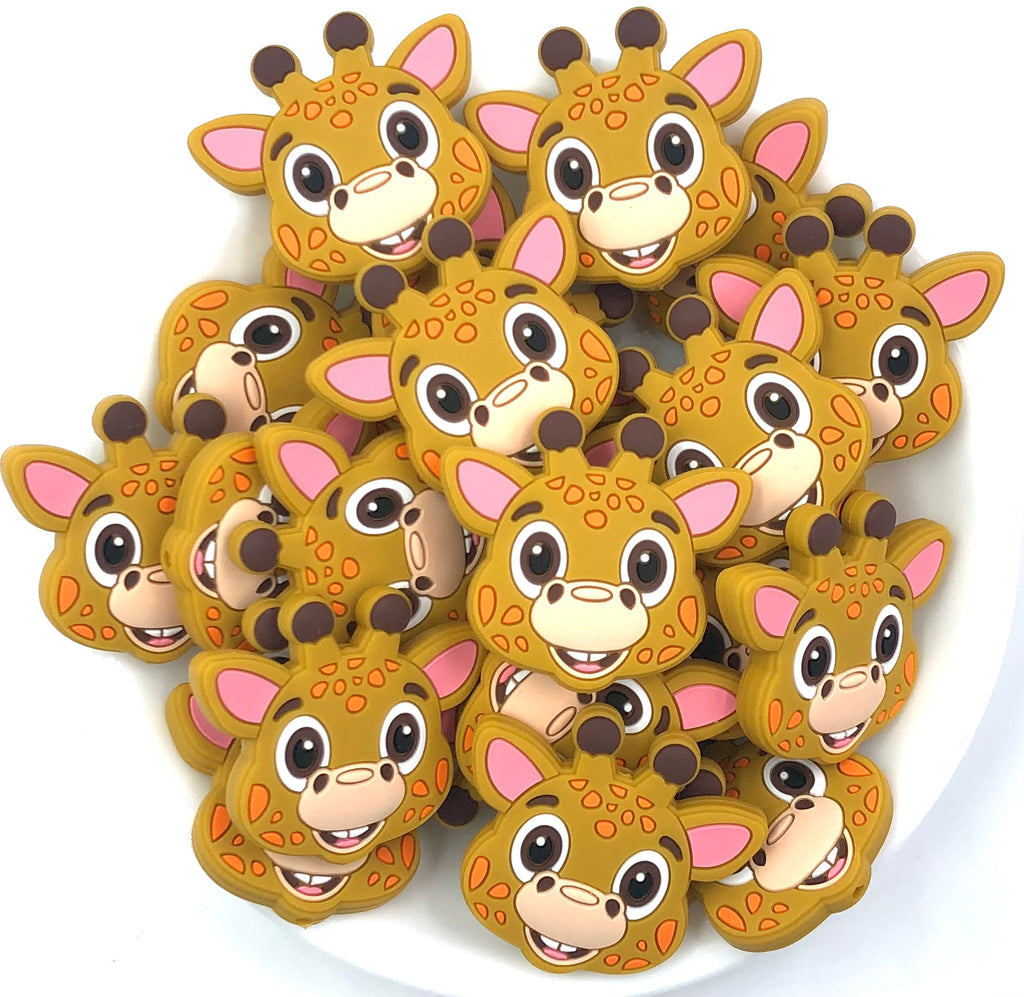 Giraffe Head Silicone Beads--Mustard Yellow