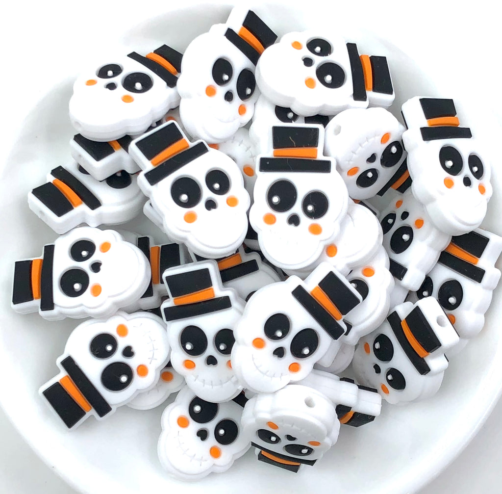 Skeleton Head Beads--White