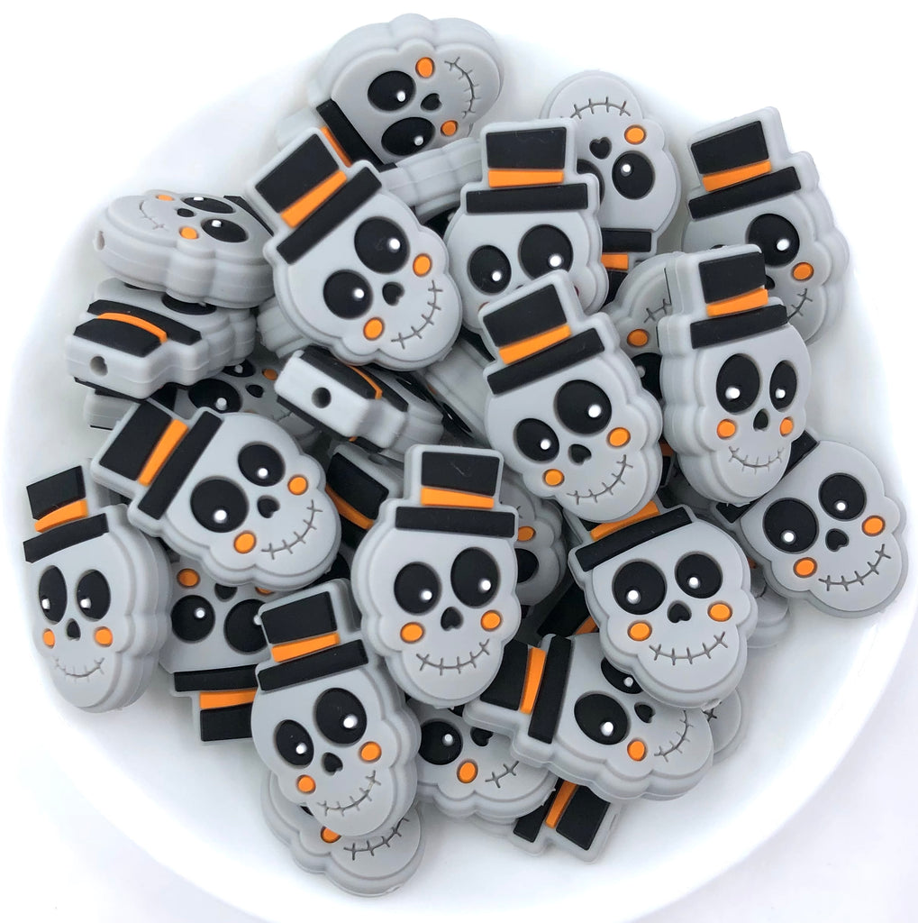 Skeleton Head Beads--Gray