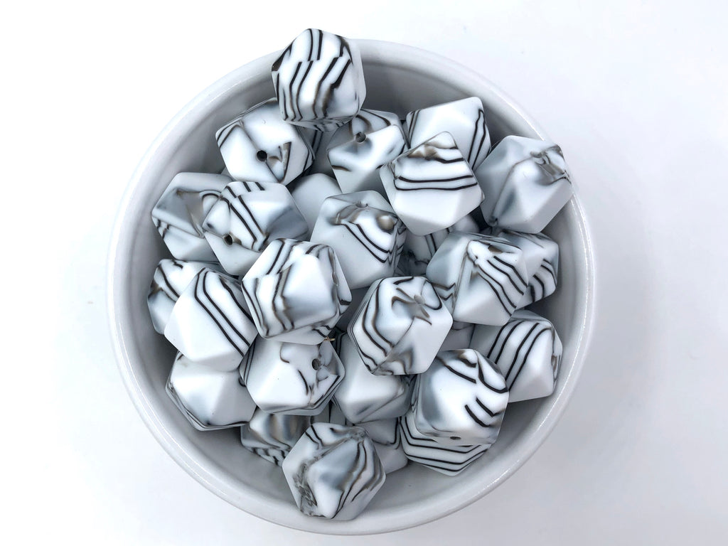 Zebra Hexagon Silicone Beads