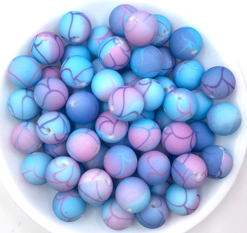 Mermaid Scale Print Silicone Beads