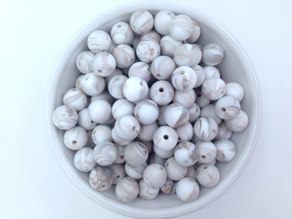12mm Caramel Marble Silicone Beads