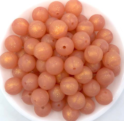 Coral Glitter Silicone Beads