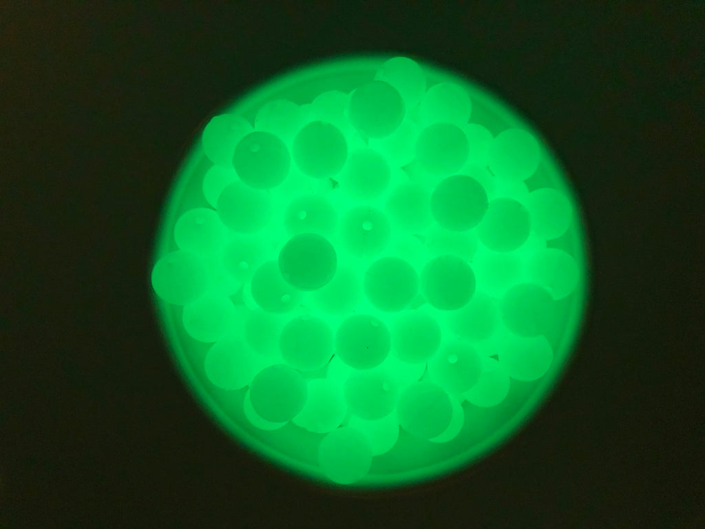 12mm GREEN Glow in the Dark Silicone Beads