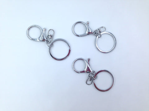 30mm Silver Swivel Key Ring and Clip, Keychain