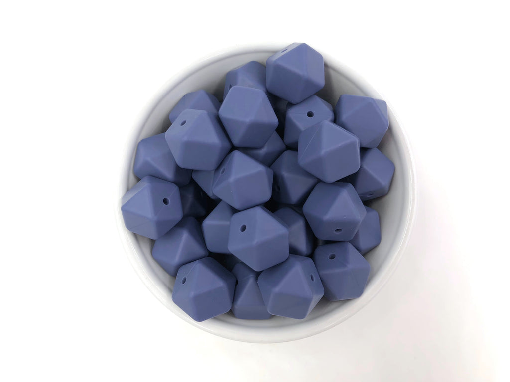 Denim Blue Hexagon Silicone Beads