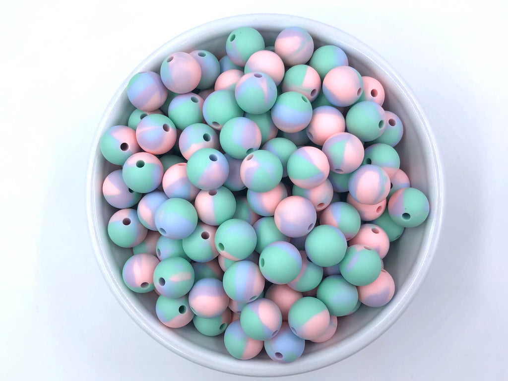 12mm Tie Dye Silicone Beads